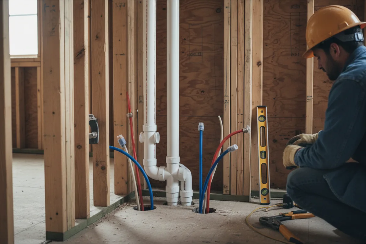 Drain and supply rough-in during Drain Cleaning in Keedysville