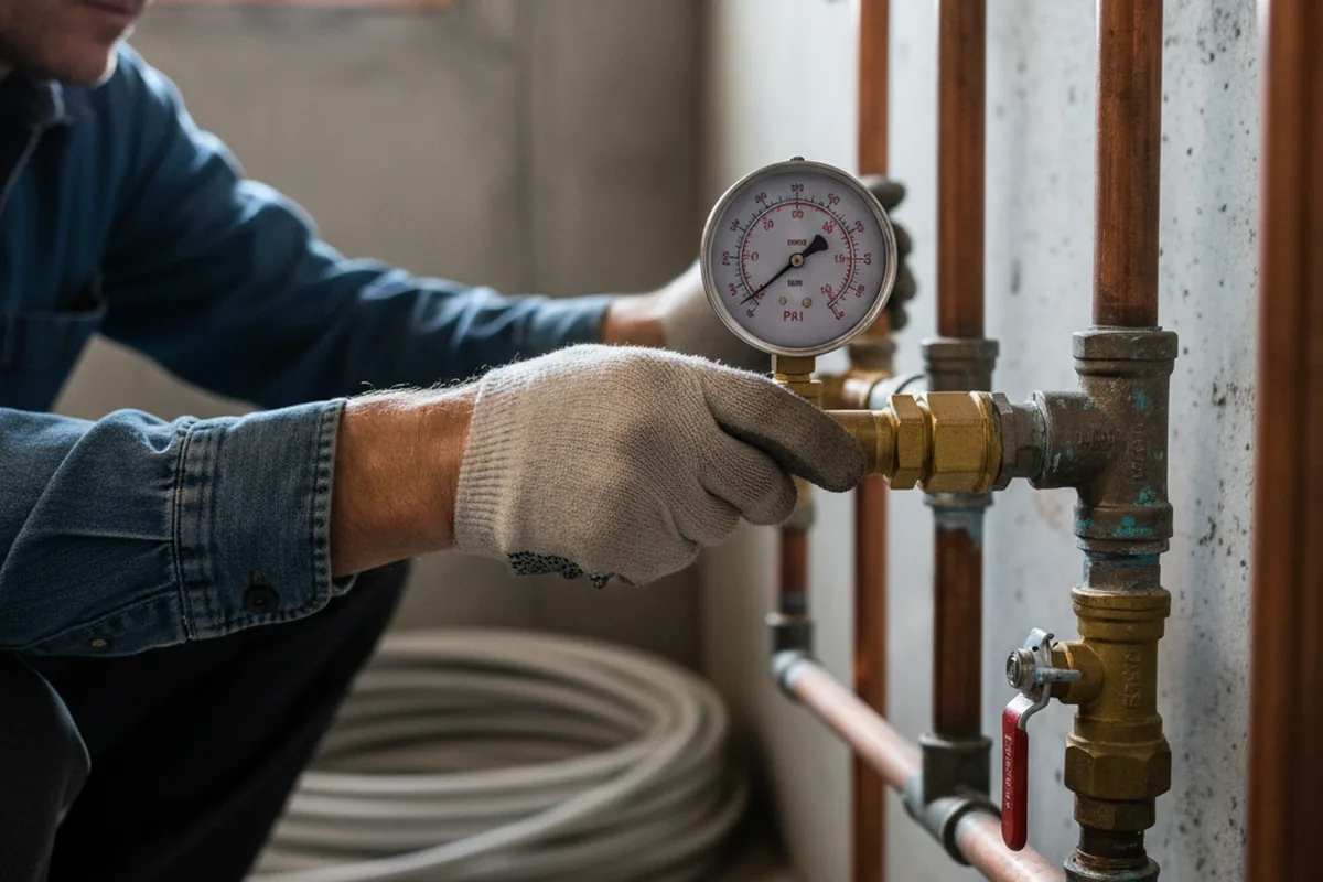 Pressure testing a repaired line during Water Line Repair in Keedysville